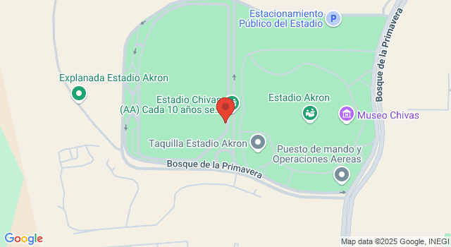 Mapa de Estadio Akron, Guadalajara